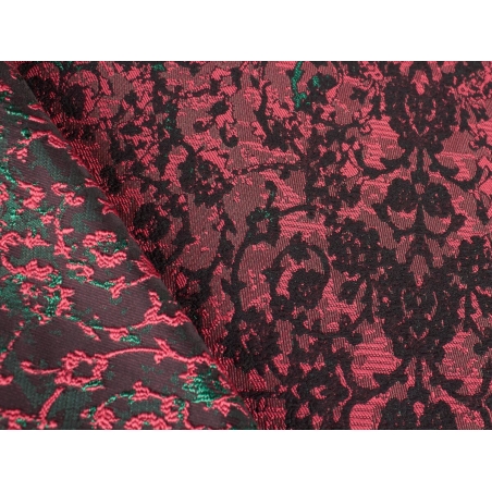 Tyget Jacquard Sorella rödbeta och grön.