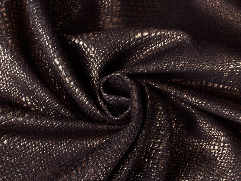 Tecido Jacquard Python - Preto e dourado