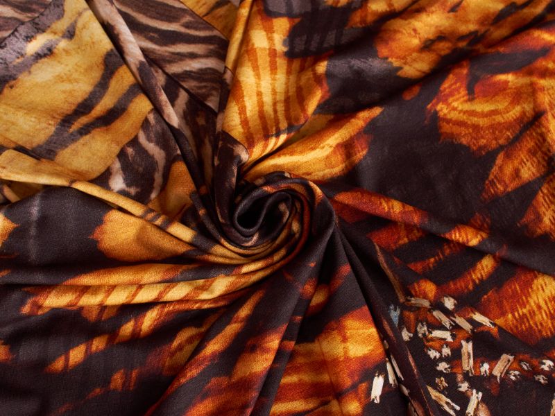 Dzianina Papaya - Zebra i brune nuancer - Rapport