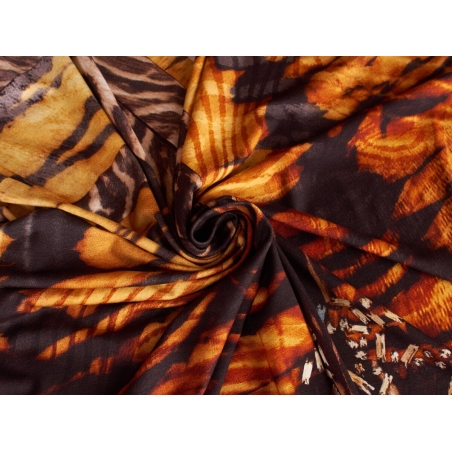 Tissu Papaya - Zebra en bruns - Rapport