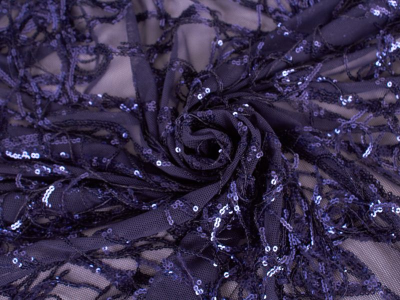 Franges en sequins sur filet - 2 couleurs