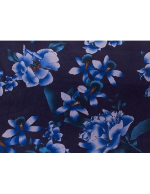 Velour Sort - Blå blomster