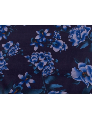 Velour Sort - Blå blomster