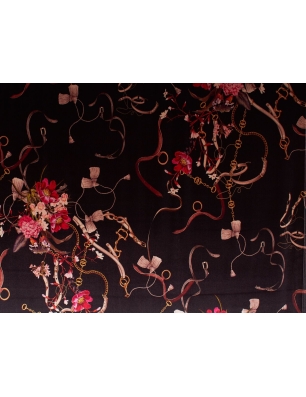 Velours Sorella - Roses rouges sur noir