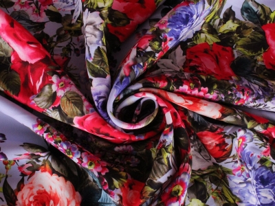 Poliester materiał - Jardin de fleurs 3 couleurs