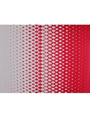 Viscose Sandy - Losangos branco e vermelho