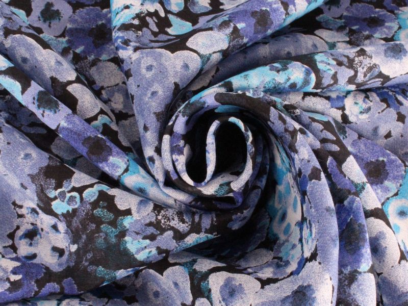 Soie signée - Jardin floral bleu