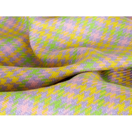 Тъкан Вълна Сорела Пастелна Пепитка в стил Версаче