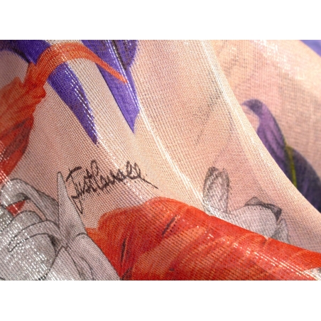 Gesigneerde zijde - glanzende draad - 3 kleuren - in Cavalli-stijl