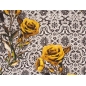 Шовк з підписом - Жовті троянди на гіпюрі - в стилі Dolce&Gabbana