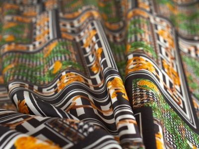 Silk fabric - Jaguars on branches - in Versace style