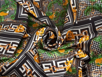 Silke stof med signatur - Giaguari sui rami - i Versace stil