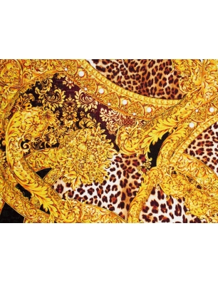 Jacquardtyg Sorella - Guld och pantermönster - i Versace-stil