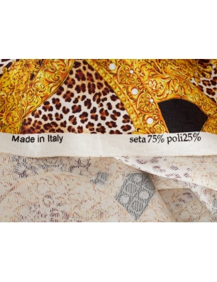 Tecido Jacquard Sorella - Ouro e estampa de pantera - no estilo Versace