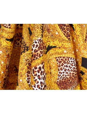 Tessuto Jacquard Sorella - Oro e motivo leopardato - in stile Versace