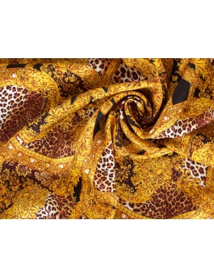 Tessuto Jacquard Sorella - Oro e motivo leopardato - in stile Versace