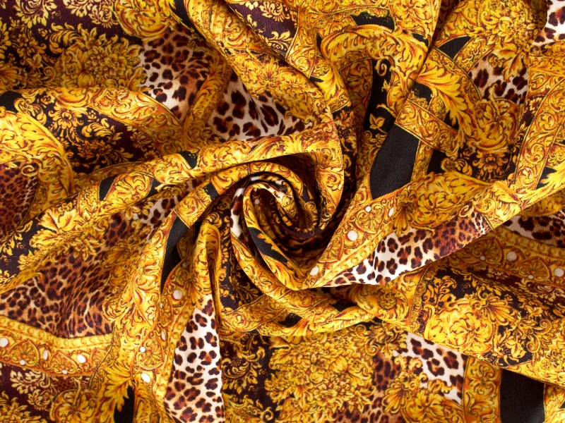 Žakard Sorella - Zlato a leopardí vzor - ve stylu Versace