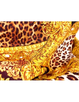 Jacquard Sorella - Or et imprimé panthère - dans le style Versace