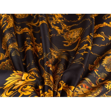 Tecido de seda assinado - Detalhes mecânicos - no estilo Versace