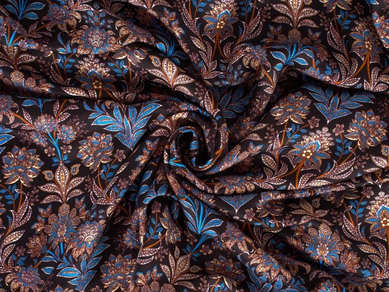 Tecido de Seda assinado - Fiori di Notte - no estilo Etro