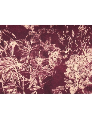 Tyget Viskos Raso Foxy - Djungel bordeaux