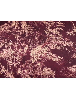 Tyget Viskos Raso Foxy - Djungel bordeaux