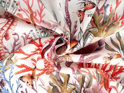 Soie signée - De La Mer - dans le style de Dior.