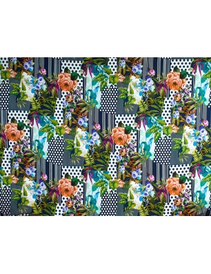 Viskosatrikå - Punti e fiori - i Dolce&Gabbana-stil - färger