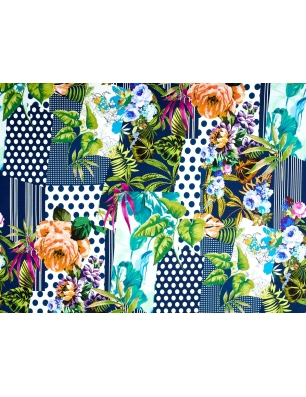 Viskosatrikå - Punti e fiori - i Dolce&Gabbana-stil - färger