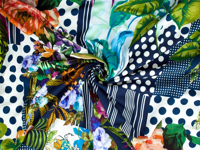 Malha viscosa - Punti e fiori - no estilo Dolce&Gabbana - cores