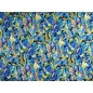 Tejido de viscosa - Flores pintadas de azul