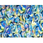 Viscose knit - Flowers painted in blue