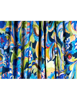 Tissu en viscose - Fiori dipinti di blu