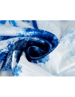 Satäng jacquard för klänning - Blu romance