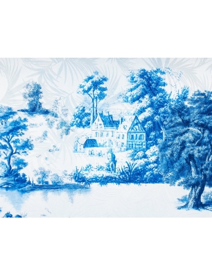 Satén jacquard pentru rochie - Blu romance