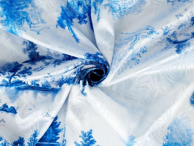 Satäng jacquard för klänning - Blu romance
