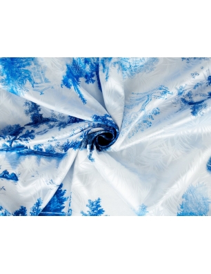 Satäng jacquard för klänning - Blu romance