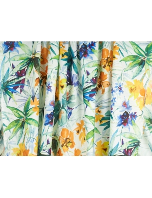 Tessuto Batist con seta - Flora tropicale - colori
