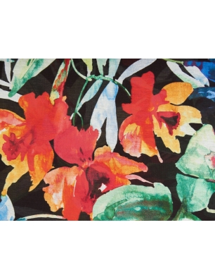Tyget Batist med siden - Flora tropicale - färger