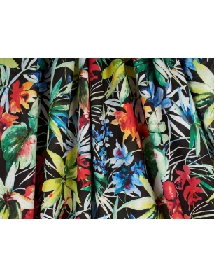 Tkanina Batyst z jedwabiem - Flora tropicale - kolory