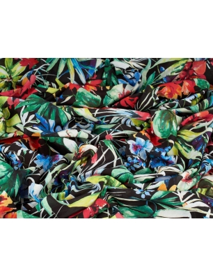 Silk Batiste Fabric - Tropical Flora - Colors