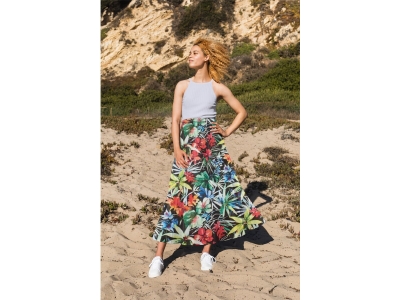 Μπατίστα με μετάξι - Τροπική χλωρίδα - χρώματα