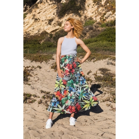 Μπατίστα με μετάξι - Τροπική χλωρίδα - χρώματα