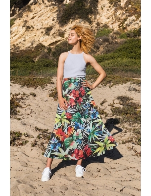 Tkanina Batist se silk - Flora tropicale - barvy