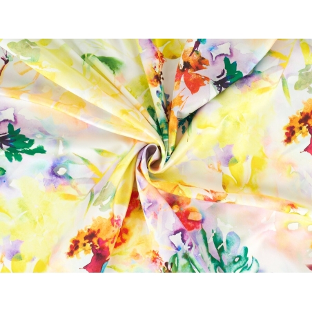 Тъкан сатен за рокля - Флорела - цветове