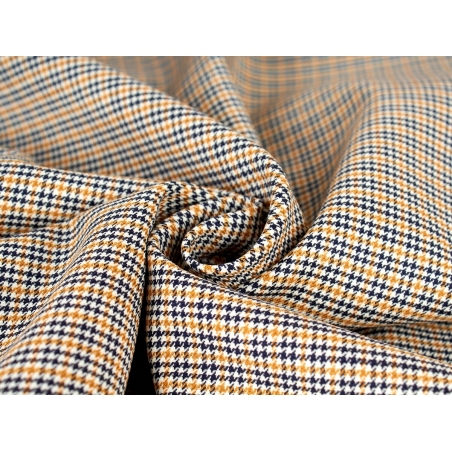 Vlněná látka na oblek - vzor houndstooth (pepita) - Miele a nero
