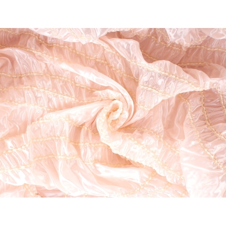 Tessuto in satin di seta con effetto CRINK - perla