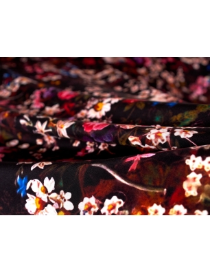 Tkanina jedwabna - Fiori - w stylu Carolina Herrera - kolory