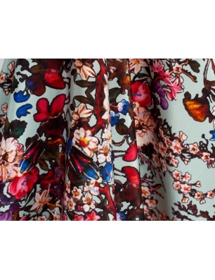 Tkanina jedwabna - Fiori - w stylu Carolina Herrera - kolory