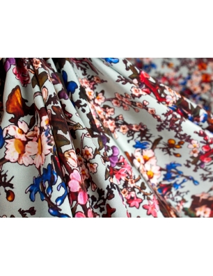 Tkanina jedwabna - Fiori - w stylu Carolina Herrera - kolory